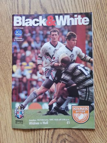 Widnes v Hull Feb 1993 Rugby League Programme
