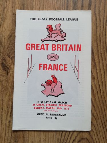 Great Britain v France Mar 1972 Rugby League Programme