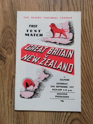 Great Britain v New Zealand 1st Test 1971 RL Programme