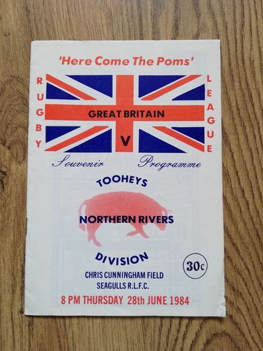 Northern Rivers Division v Great Britain June 1984 Rugby League Programme