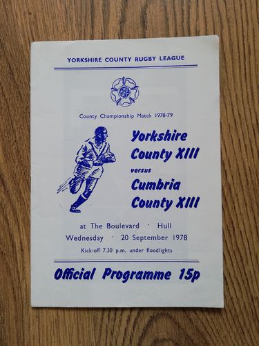 Yorkshire v Cumbria Sept 1978 Rugby League Programme