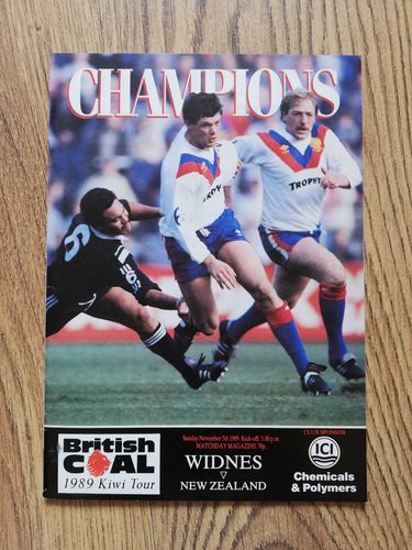 Widnes v New Zealand Nov 1989 Rugby League Programme