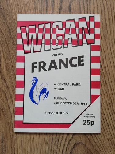 Wigan v France Sept 1982 Rugby League Programme