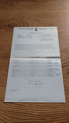 Crediton v A St Luke's College All Welsh XV 1966 Rugby Programme