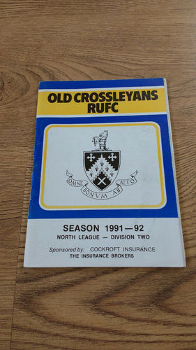 Old Crossleyans v Pocklington 1992 Rugby Programme