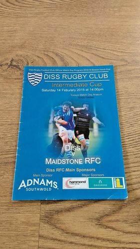 Diss v Maidstone 2015 Intermediate Cup London & SE Region S-F Rugby Programme