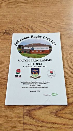 Folkestone v Maidstone Sept 2011 Rugby Programme
