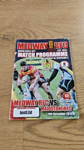Medway v Maidstone Dec 2013 Rugby Programme