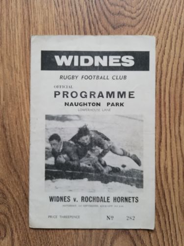Widnes v Rochdale Sept 1962 Rugby League Programme