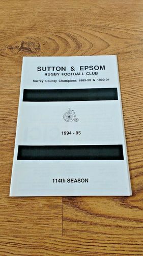 Sutton & Epsom v Maidstone Jan 1995 Rugby Programme