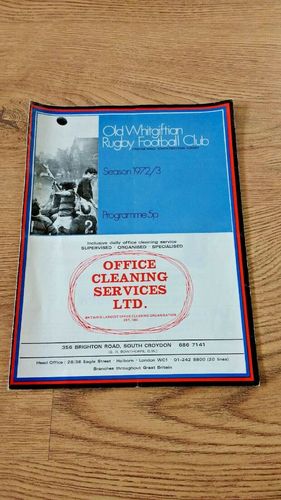 Old Whitgiftians v Old Paulines Oct 1972 Rugby Programme