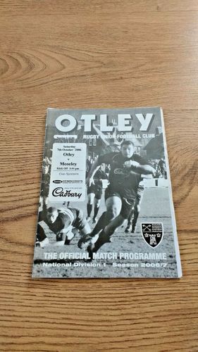 Otley v Moseley Oct 2006 Rugby Programme