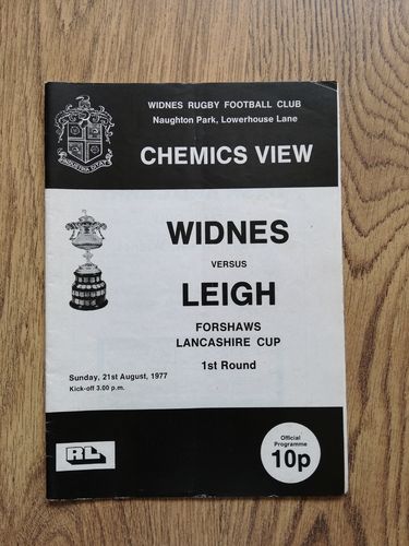 Widnes v Leigh Aug 1977 Lancashire Cup RL Programme