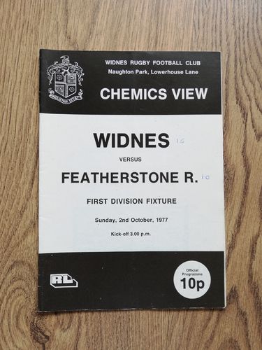 Widnes v Featherstone Oct 1977 RL Programme
