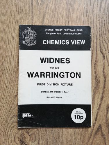 Widnes v Warrington Oct 1977 Rugby League Programme