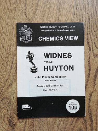 Widnes v Huyton Oct 1977 John Player Trophy RL Programme
