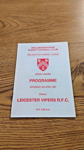 Wellingborough v Leicester Vipers Apr 1995 Rugby Programme