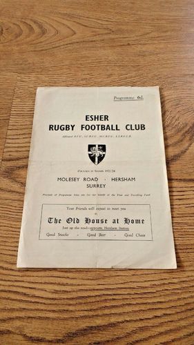 Esher v Streatham Nov 1958 Rugby Programme