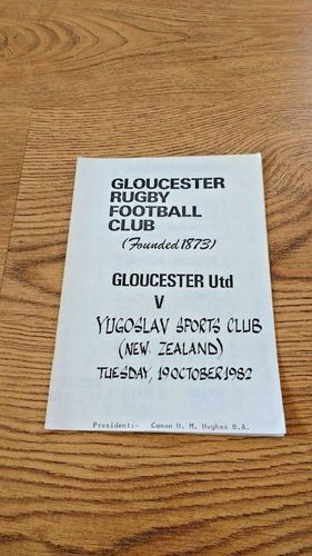 Gloucester United v Yugoslav Sports Club (New Zealand) 1982 Rugby Programme
