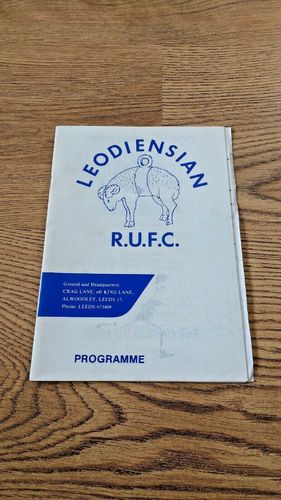 Leodiensians v Old Anselmians 1991 Provincial Insurance Cup Q-Final Rugby Programme