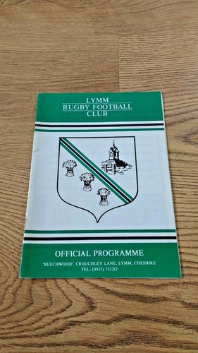 Lymm v Sandbach Oct 1994 Rugby Programme