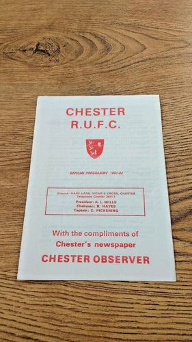 Chester v Hartlepool Rovers Mar 1982 Rugby Programme
