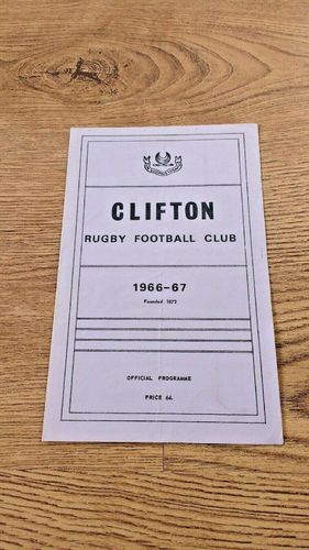 Clifton v Bristol Nov 1966 Rugby Programme