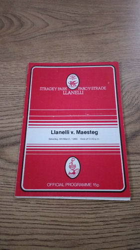 Llanelli v Maesteg Mar 1980 Rugby Programme