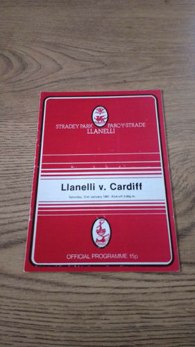 Llanelli v Cardiff Jan 1981 Rugby Programme