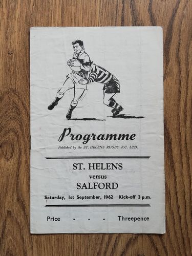 St Helens v Salford Sept 1962 Rugby League Programme