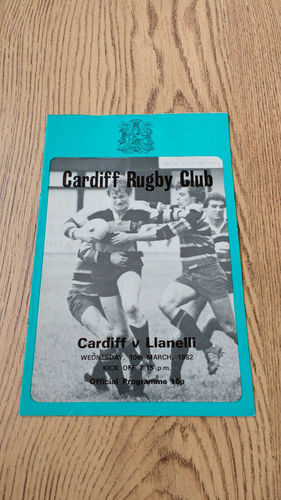 Cardiff v Llanelli Mar 1982 Rugby Programme