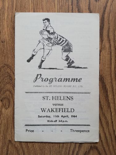 St Helens v Wakefield Apr 1964 Rugby League Programme
