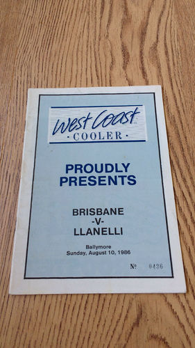 Brisbane v Llanelli Aug 1986 Rugby Programme