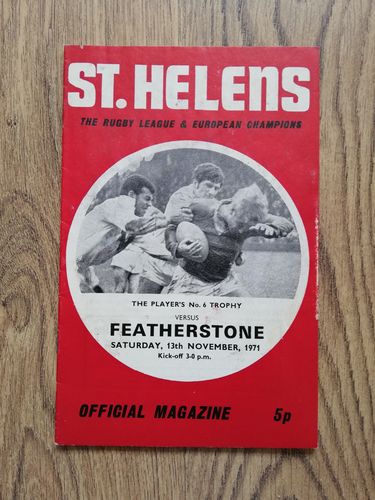 St Helens v Featherstone 1971 Players No6 Trophy RL Programme