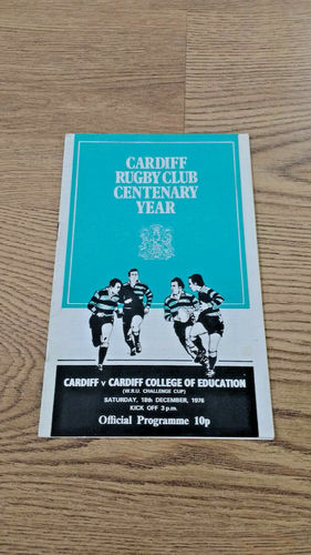 Cardiff v Cardiff College of Education Dec 1976 WRU Cup Rugby Programme