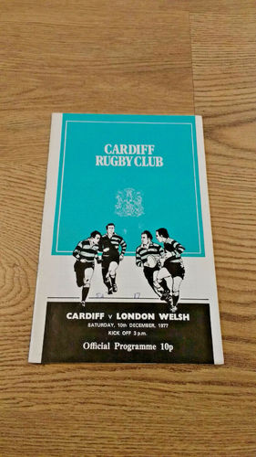Cardiff v London Welsh Dec 1977 Rugby Programme