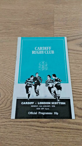 Cardiff v London Scottish Jan 1978 Rugby Programme