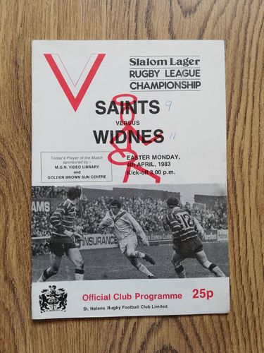 St Helens v Widnes Apr 1983 Rugby League Programme