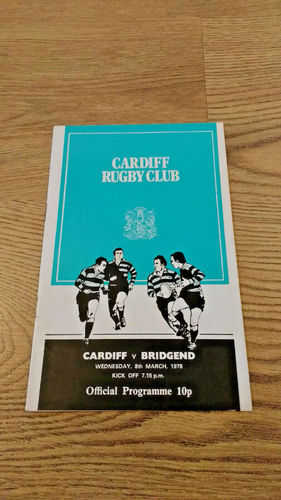 Cardiff v Bridgend Mar 1978 Rugby Programme