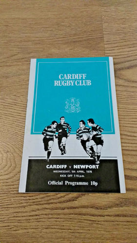 Cardiff v Newport Apr 1978 Rugby Programme
