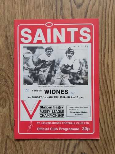 St Helens v Widnes Jan 1984 Rugby League Programme