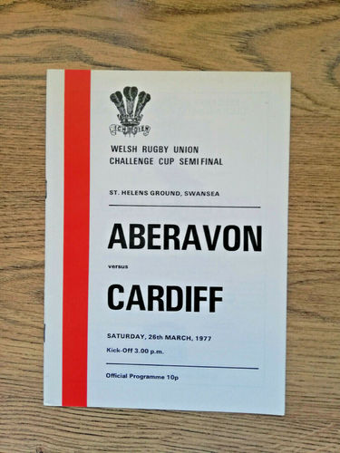 Cardiff v Aberavon Mar 1977 WRU Cup Semi-Final Rugby Programme