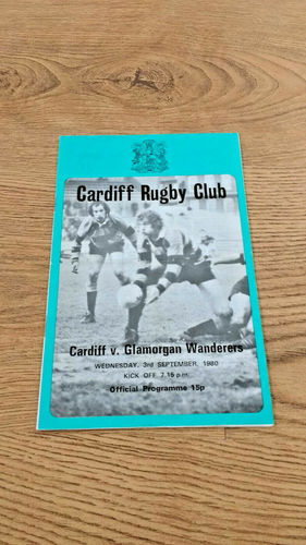 Cardiff v Glamorgan Wanderers Sept 1980 Rugby Programme