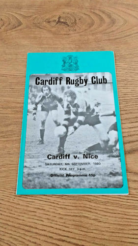 Cardiff v Nice Sept 1980 Rugby Programme