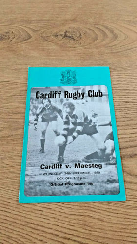 Cardiff v Maesteg Sept 1980 Rugby Programme