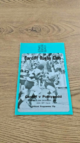 Cardiff v Pontypridd Dec 1980 Rugby Programme