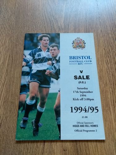 Bristol v Sale Sept 1994 Rugby Programme