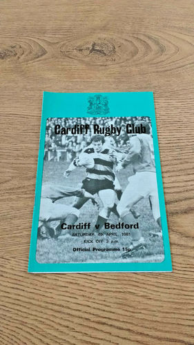 Cardiff v Bedford Apr 1981 Rugby Programme