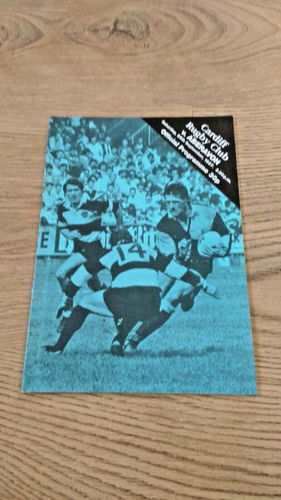 Cardiff v Aberavon Sept 1987 Rugby Programme
