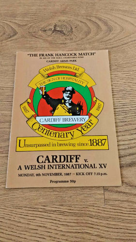 Cardiff v A Welsh International XV Nov 1987 Rugby Programme